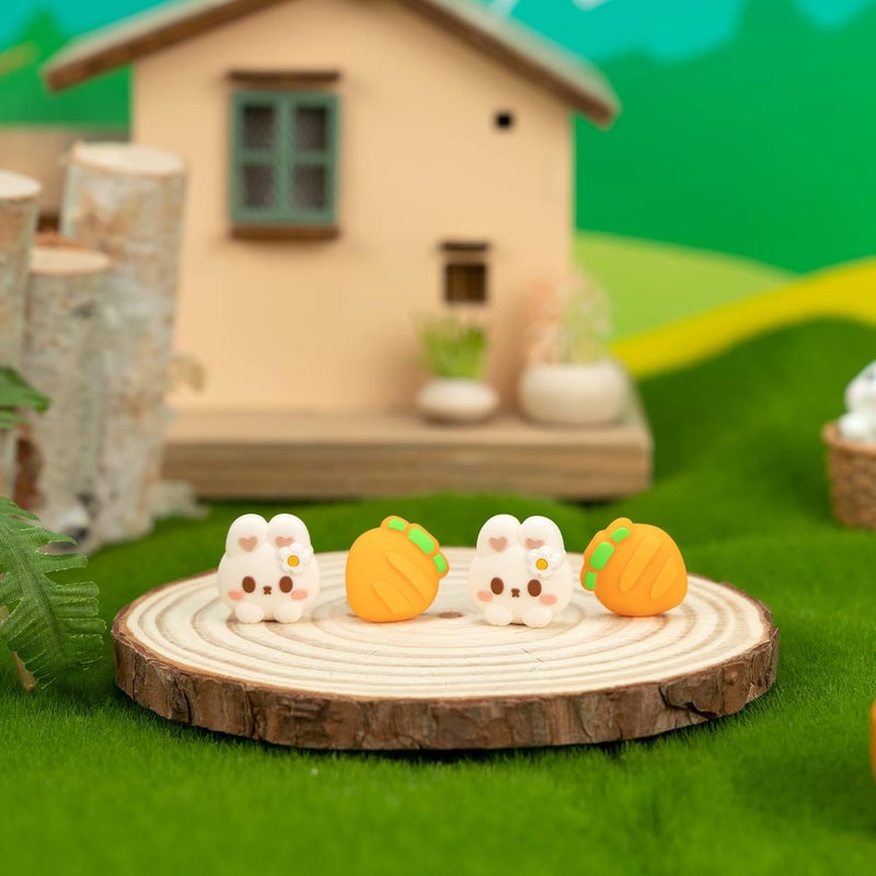 GEEKSHARE Cute Silicone Joycon Thumb Grip Caps, Joystick Cover Compatible with Switch/OLED/Switch Lite, 4PCS - Rabbit & Carrot - Image 5